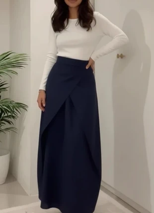 Jupe portefeuille longue bleu marine à coupe fluide taille haute élégante. taille M, marca: Vintage Dressing, estado: Muy bueno, tamaño: M / 38 / 10, 46,90 €, 49,95 € Protección al comprador incluida