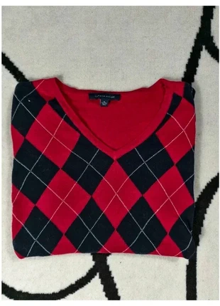 Pull Tommy Hilfiger Col V Taille XL rouge noir losange Femme Women PULL473, marque: Tommy Hilfiger, état: Très bon état, taille: XL / 42 / 14, 14,99 €, 16,44 € Protection acheteurs (Pro) incluse