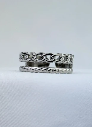 Bague Chaîne Argentée Style Minimaliste Acier Inoxydable, marque: CHROME, état: Très bon état, taille: Ajustable, 12,00 €, 13,30 € Protection acheteurs (Pro) incluse