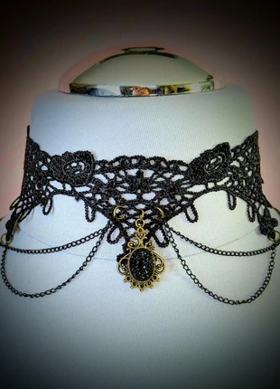Choker "L'Héritage Maudit" dentelle noire et chaînes vintage, Collier Tour de Cou gothique #REF299, brand: Alternative, condition: New without tags, €12.66, €13.99 includes Buyer Protection
