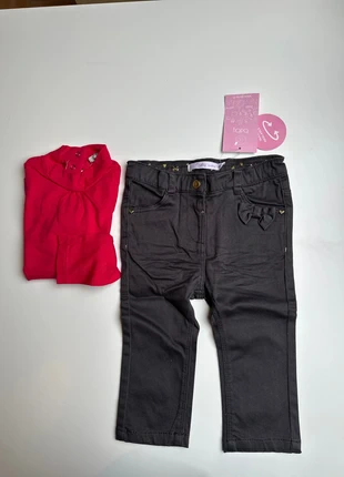 Maat 80, nieuwe set broek + longsleeve strikjes, merk: Grain de Blé, staat: Nieuw met prijskaartje, maat: 12-18 maanden / 80 cm, € 16,00, € 17,50 inclusief Kopersbescherming