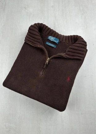 Pull col camionneur Ralph Lauren marron logo rouge brodé – Taille L, marque: Ralph Lauren, état: Satisfaisant, taille: L, 30,00 €, 32,20 € Protection acheteurs (Pro) incluse