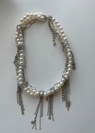 Silver tone multi-layer pearl and chain necklace, marque: Vintage Love, état: Très bon état, 33,00 €, 35,35 € Protection acheteurs incluse