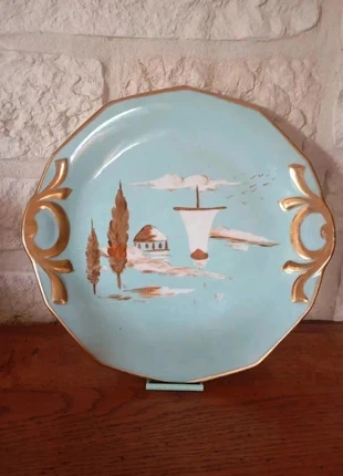Plat à gâteaux porcelaine vintage rétro année 52 - décors main, marca: Vintage, estado: Muy bueno, 15,00 €, 16,45 € Protección al comprador incluida