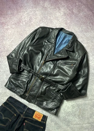 Leather Bomber Jacket Made in Italy🇮🇹 Retro Classic Vintage Aviator Top Gun Black Design 80's, marca: Vintage Dressing, estado: Muito bom, tamanho: L, €37.50, €40.08 inclui Proteção do Comprador