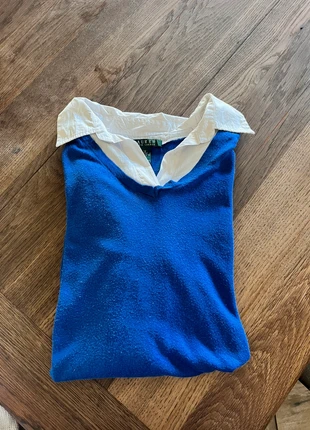 Pull avec chemise incorporé bleu - XL, marque: Ralph Lauren, état: Très bon état, taille: XL / 42 / 14, 17,90 €, 19,50 € Protection acheteurs incluse