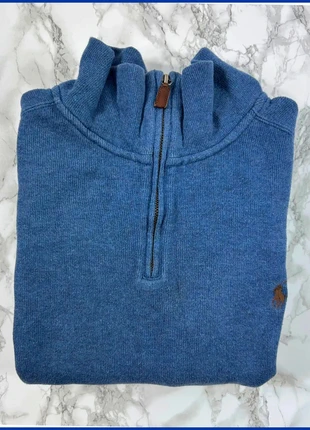 Pull 1/4 Zip Ralph Lauren Bleu / Logo brodé Marron / Taille XL Homme, marke: Ralph Lauren, zustand: Sehr gut, größe: XL, 43,50 €, 46,38 € inklusive Vinted-Käuferschutz