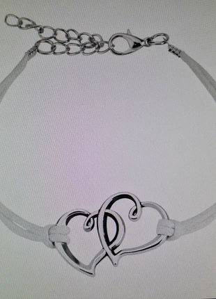 Bracelet Tanya cœurs argent simili cuir blanc Fermoir mousqueton Neuf, marque: Stainless steel, état: Neuf avec étiquette, 1,00 €, 1,75 € Protection acheteurs (Pro) incluse