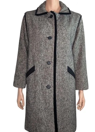 REF237 Manteau vintage lainé tweed noir et blanc bord velours chic, marque: Vintage Dressing, état: Très bon état, taille: M / 38 / 10, 29,00 €, 31,15 € Protection acheteurs incluse