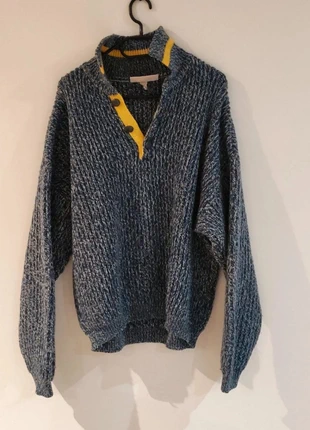 Pull vintage Blanc Bleu Paris made in France – maille chinée bleue col jaune – 80/90 unisexe xl, marke: Blanc Bleu, zustand: Sehr gut, größe: XL, 25,00 €, 26,95 € inklusive Vinted-Käuferschutz