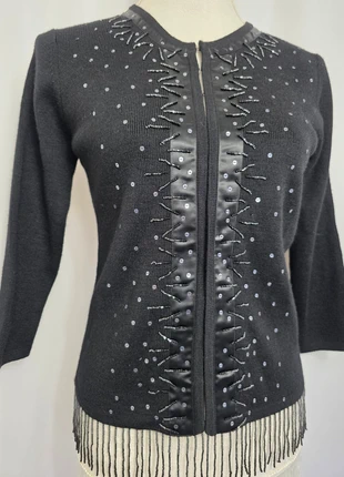 Marks & Spencer Black Beaded Fringe Cardigan – Size UK 10, brand: Marks & Spencer, condition: Very good, size: S / UK 8-10, £24.00, £25.90 includes Buyer Protection