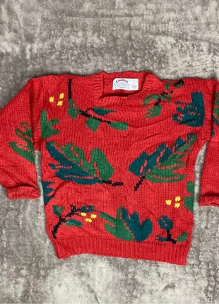 Pull Rouge à motifs feuilles Vintage, marque: Cambridge, état: Satisfaisant, taille: S / 36 / 8, 14,00 €, 15,40 € Protection acheteurs (Pro) incluse