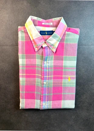 Chemise Ralph Lauren à Carreaux - Vintage - Homme | Taille XL | Fushia logo brodé jaune, brand: Ralph Lauren, condition: Very good, size: XL, €37.00, €39.55 includes Buyer Protection