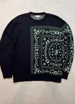 Pullover Tommy Hilfiger donna XS/S vintage, motivo bandana paisley Y2K, blu scuro,verde-nuovo,raro, marca: Tommy Hilfiger, estado: Nuevo sin etiquetas, tamaño: XS / 34 / 6, 25,00 €, 26,95 € Protección al comprador incluida