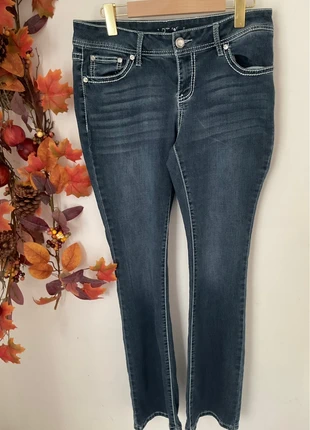 💎 Rock Revival Style Bootcut Jeans – Rhinestone Pocket Detail, Dark Wash, size Size 10, brand: Apt. 9, condition: Very good, size: S / UK 8-10, £32.99, £35.34 includes Buyer Protection
