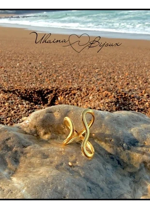 Bague Design en acier inoxydable doré - Uhaina Bijoux, marque: Uhaina Bijoux, état: Neuf avec étiquette, taille: Ajustable, 9,00 €, 10,15 € Protection acheteurs (Pro) incluse