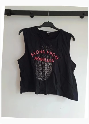Top noir Jennyfer "Aloha from Honolulu" taille L, marque: Jennyfer, état: Très bon état, taille: L / 40 / 12, 2,00 €, 2,80 € Protection acheteurs (Pro) incluse
