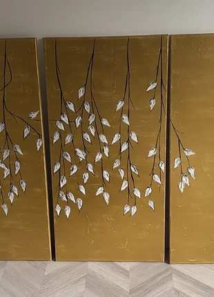 Set of 3 canvas pictures, cascading flowers, brand: hand painted, condition: Very good, £65.00, £68.95 includes Buyer Protection