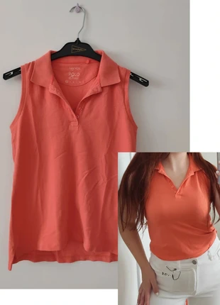 Polo sin mangas básico en color coral, marque: Easy Wear, état: Très bon état, taille: XS / 34 / 6, 7,00 €, 8,05 € Protection acheteurs incluse