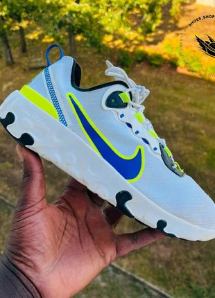 Nike React Element Blanche/Volt/Bleue – Pointure 39, merk: Nike, staat: Goed, maat: 39, € 22,99, € 24,84 inclusief Kopersbescherming Pro