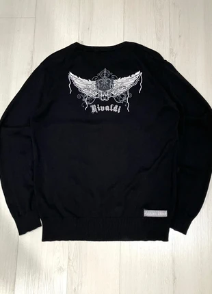 Pull Sweat Col V Y2K Rivaldi Vintage Noir Maille Logo Brodé Blanc Années 2000 Old School - M, brand: Vintage Dressing, condition: Very good, size: M, €24.90, €26.85 includes Buyer Protection