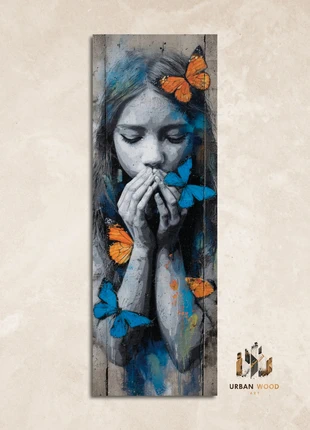 Plaque déco La Fille aux Papillons | EPEST5 | Impression UV sur bois, marke: Epeskey, zustand: Neu, mit Etikett, 9,00 €, 10,15 € inklusive Vinted-Käuferschutz