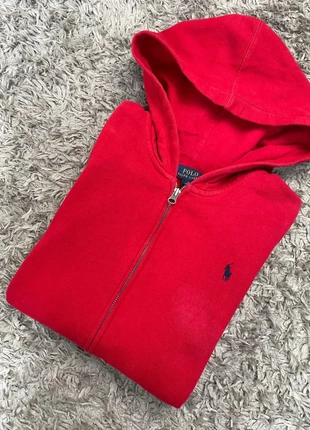 Sweat Ralph Lauren full zip fermeture éclair rouge logo brodé bleu taille M (petites tâches), brand: Ralph Lauren, condition: Good, size: M, €45.00, €47.95 includes Buyer Protection Pro