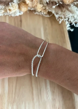 Bracelet moderne neuf argenté mélange manchette rigide et chaîne gourmette, condition: New without tags, €13.00, €14.35 includes Buyer Protection