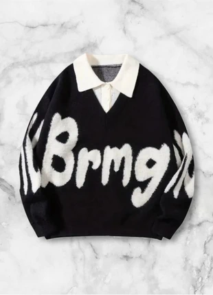 Pull col polo noir et blanc oversize taille M style streetwear Y2K vintage, marque: y2k, état: Très bon état, taille: M, 40,00 €, 42,70 € Protection acheteurs (Pro) incluse