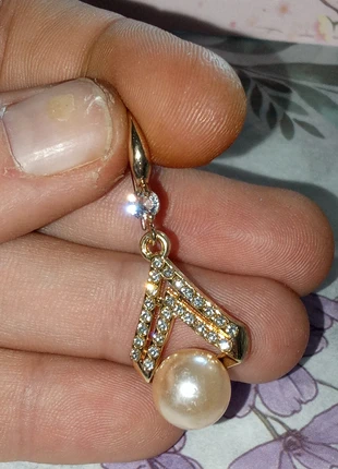 Boucle d'oreille triangle et perle en argent 925, brand: Fait Main, condition: New with tags, €4.00, €4.90 includes Buyer Protection