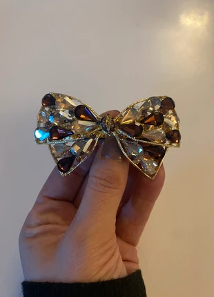 Grosse barrette à cheveux noeud ruban gemme faux diamant assortis marron rétro vintage métal doré, brand: Boutique indépendante, condition: New without tags, €3.50, €4.38 includes Buyer Protection
