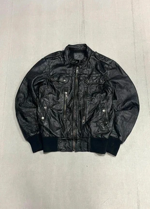 Vintage Black Biker Leather Jacket With Multiple Zippers And Pockets 🃏, marque: Vintage Dressing, état: Très bon état, taille: S, 55,00 €, 58,45 € Protection acheteurs incluse