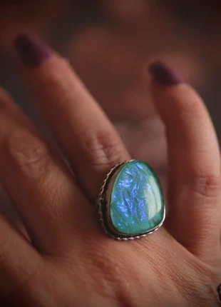 Bague en Opale Australienne Triplet – Plaqué Argent Sterling 925 – Taille Ajustable, condizioni: Nuovo senza cartellino, taglia: Regolabile, €16.00, €17.50 include la Protezione acquisti Pro