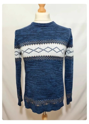 Pull bleu jacquard motif nordique T.S vintage hiver cosy, marque: Vintage, état: Très bon état, taille: S, 3,00 €, 3,85 € Protection acheteurs (Pro) incluse
