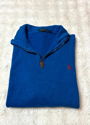 Pull sweat half 1/4 zip Ralph Lauren couleur bleu logo rouge taille L bon état, marque: Ralph Lauren, état: Bon état, taille: L, 34,99 €, 37,44 € Protection acheteurs (Pro) incluse