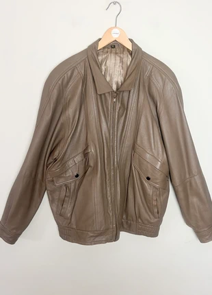 Blouson Cuir Vintage années 90 - Couleur Grège (gris beige), marke: Vintage, zustand: Sehr gut, größe: XXL / 44 / 16, 49,00 €, 52,15 € beinhaltet Vinted-Käuferschutz Pro