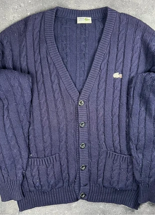 Gilet torsadé Chemise Lacoste bleu marine logo brodé - XL homme - laine & acrylique vintage KZL 18, merk: Lacoste, staat: Veelgebruikt, maat: XL, € 15,00, € 16,45 inclusief Kopersbescherming Pro