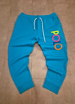 Pantaloni Jogger POLO Ralph Lauren Turchesi con Logo Multicolor – Stile Sporty Casual, brand: Ralph Lauren, condizioni: Nuovo senza cartellino, taglia: XXL, €24.90, €26.85 include la Protezione acquisti