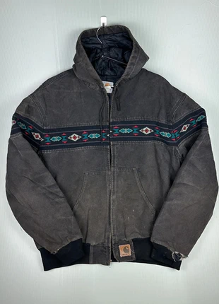 RARE Vintage Aztec Carhartt Jacket Men's Faded Black Hooded Zip 90s XL, brand: Carhartt, condition: Good, size: XL, £185.00, £194.95 includes Buyer Protection Pro