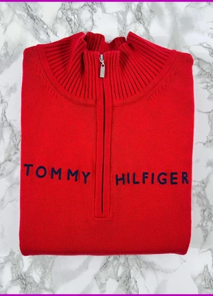 Sweat/Pull 1/4 Zip, Halfzip Tommy Hilfiger Rouge / Col camionneur / Logo brodé / Taille L/XL Homme, brand: Tommy Hilfiger, condition: Very good, size: L, €30.00, €32.20 includes Buyer Protection