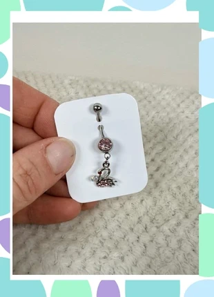 Sublime Piercing de nombril Cygne pierres rose et rouge Neuf, état: Neuf sans étiquette, 12,00 €, 13,30 € Protection acheteurs incluse