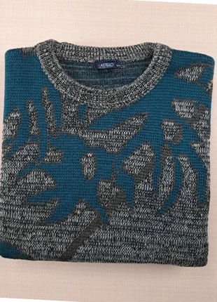 Pull hiver col rond Castello designed in Italy motif bleu gris taille 50 laine, marque: Castello, état: Très bon état, taille: L, 25,00 €, 26,95 € Protection acheteurs incluse