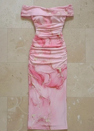 Robe Fourreau Rose Marbré Épaules Dénudées, brand: Vintage Dressing, condition: Very good, size: S / 36 / 8, €44.90, €47.85 includes Buyer Protection
