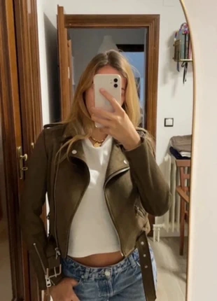 Cazadora biker camel efecto ante, marque: Zara, état: Neuf sans étiquette, taille: XS / 34 / 6, 18,21 €, 19,82 € Protection acheteurs incluse