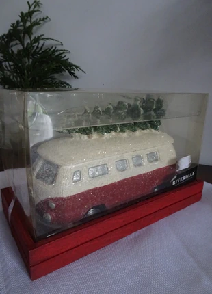 RIverdale candle bus rood - bougie bus avec sapin, merk: Riverdale, staat: Nieuw met prijskaartje, € 10,00, € 11,20 inclusief Kopersbescherming