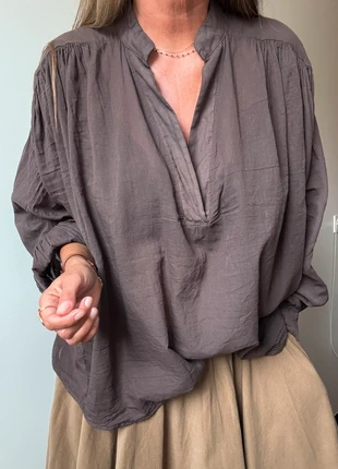 Blouse oversize voile de coton marron TU, brand: Intuition, condition: Very good, size: One size, €35.00, €37.45 includes Buyer Protection