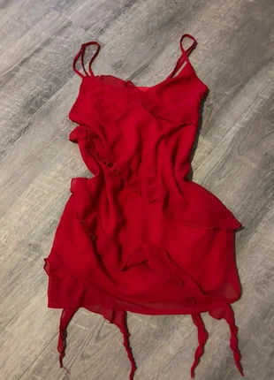 Robe rouge volants femme, condition: Very good, size: S / 36 / 8, €21.00, €22.75 includes Buyer Protection