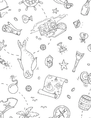 Tissu à colorier thème pirates 50x75cm, marque: Domotex, état: Neuf avec étiquette, 3,50 €, 4,38 € Protection acheteurs (Pro) incluse