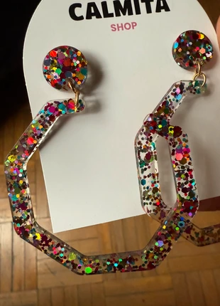 jolies boucles d'oreilles / Bonitos pendientes purpurina, merk: calmita, staat: Nieuw met prijskaartje, € 7,00, € 8,05 inclusief Kopersbescherming