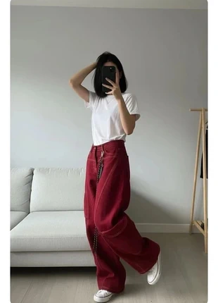 Pantalon large rouge style cargo, marque: Glamour, état: Très bon état, taille: S / 36 / 8, 34,00 €, 36,40 € Protection acheteurs (Pro) incluse